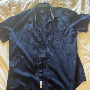 G.H. Bass & Co. Dark Blue Casual, Cactus Print, Cotton Button Down